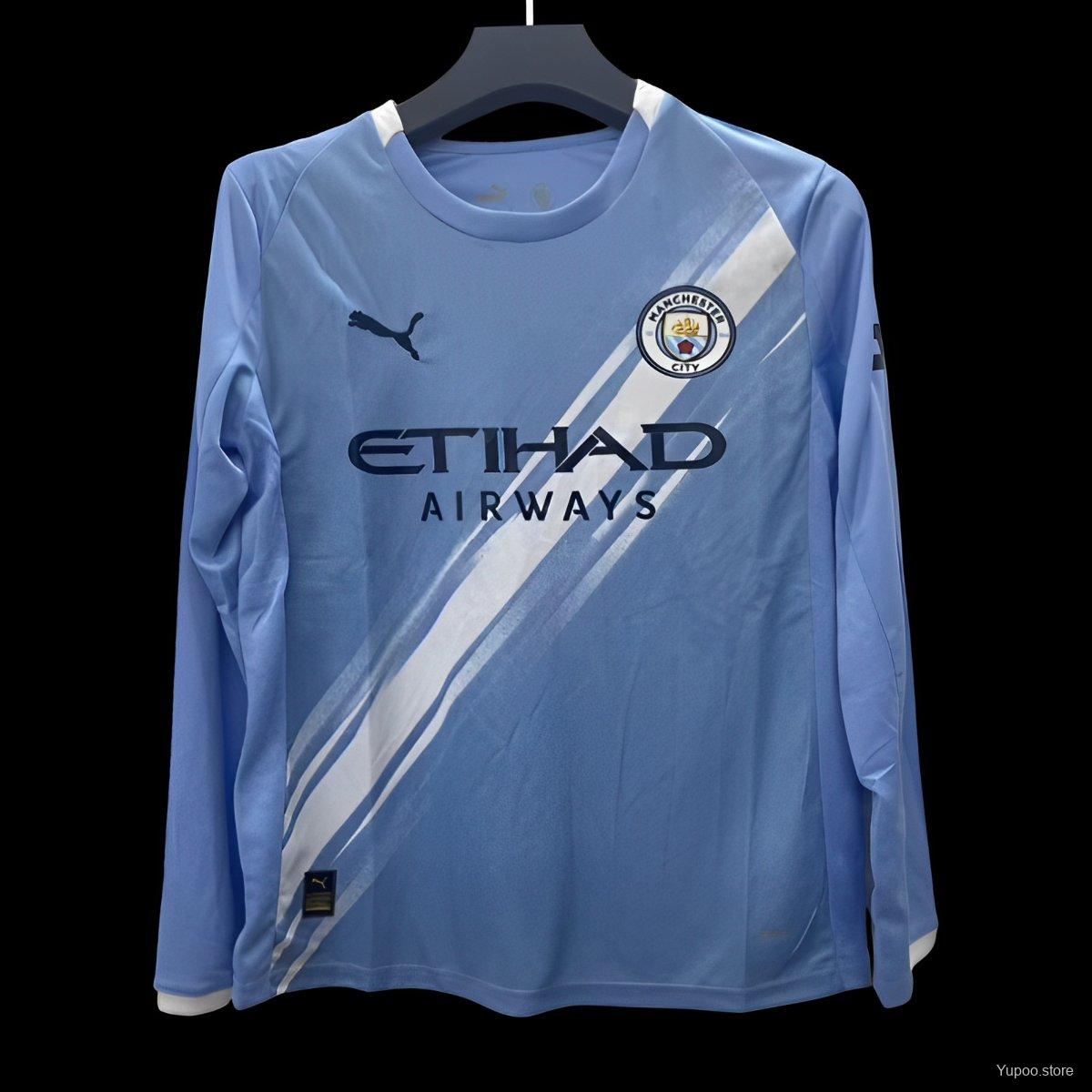 Camiseta de fútbol Manchester City 2025/26 LOCAL MANGA LARGA VERSION FAN